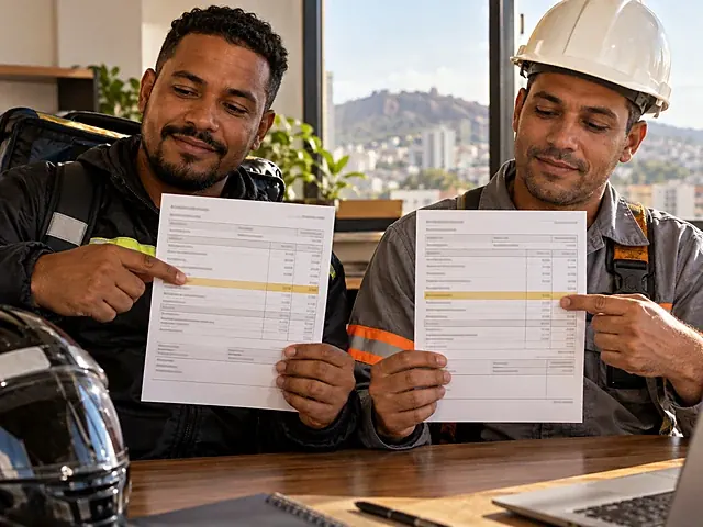 Dois holerites lado a lado com os adicionais de risco destacados