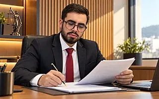 Paulo Soares, advogado trabalhista, conferindo um termo de rescisão