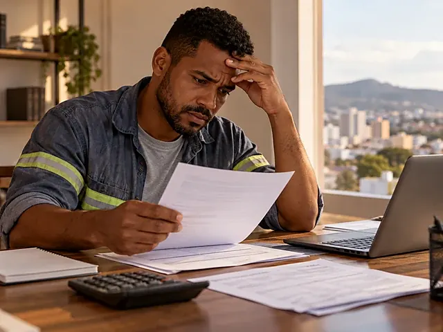 Trabalhador lendo com atenção os documentos do processo trabalhista
