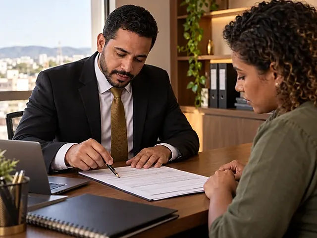 Termo de rescisão do contrato de trabalho sendo conferido com caneta