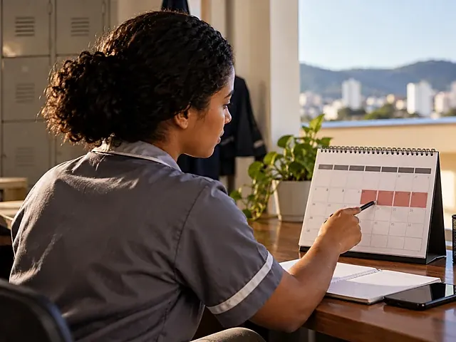 Escala de trabalho com domingos e feriados marcados em sequência