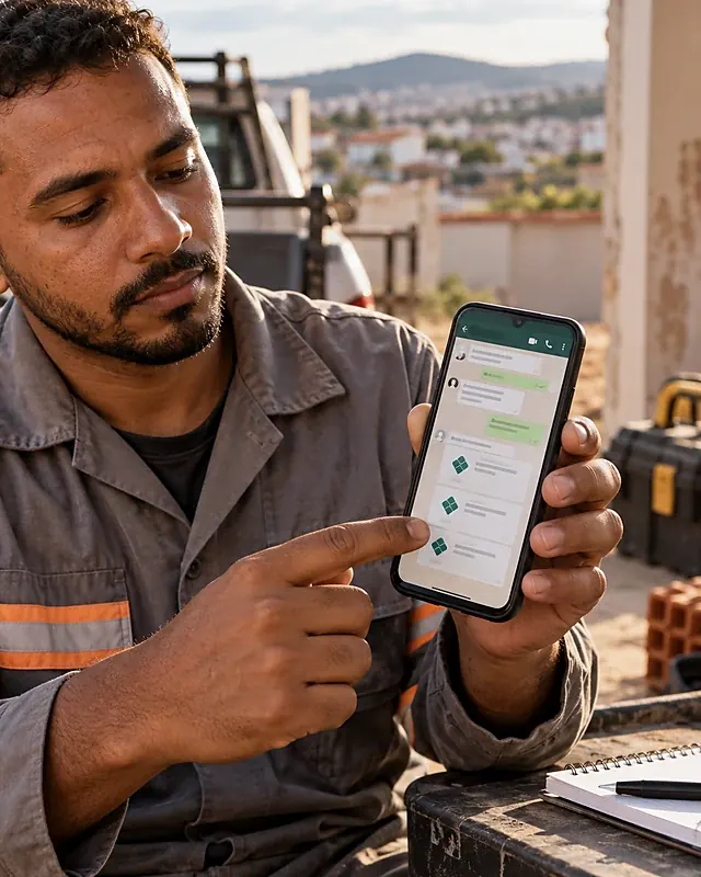 Celular com conversas de ordens de serviço e comprovantes de Pix semanais